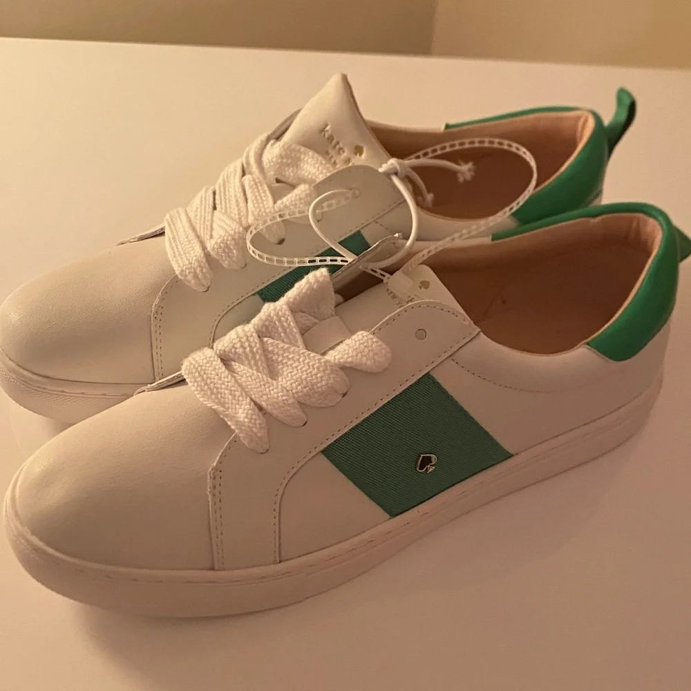 Kate Spade White and Green Casual Sneakers - Picture 3 of 9